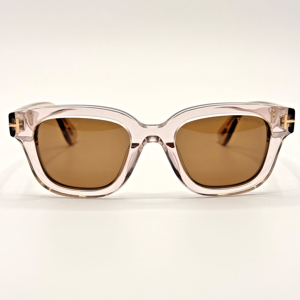 Tom Ford Sunglasses TF1274-D 72E Shiny Light Pink Square Frame Brown Lens 49mm